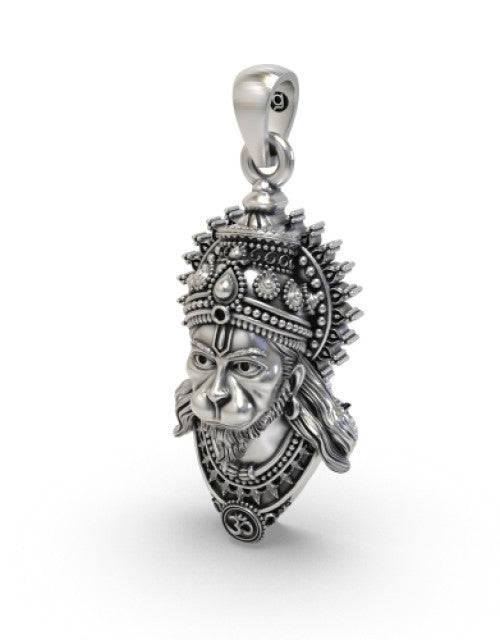 Sterling Divine Hanuman Face Pendants Oxidised for Men & Women